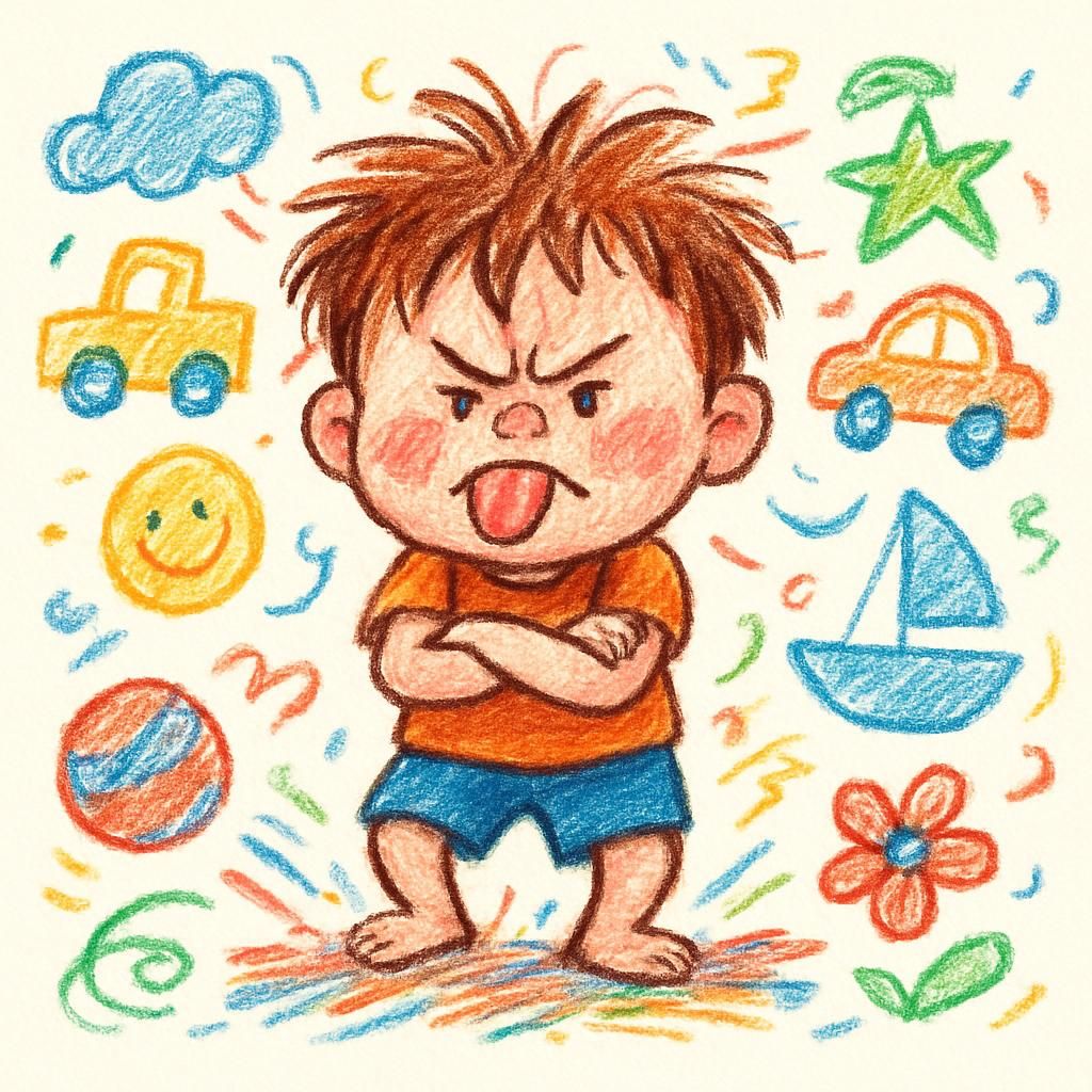 A bratty little brother throwing a tantrum